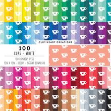 Load image into Gallery viewer, 100 Cups Pattern Digital Papers (White)