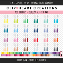 Load image into Gallery viewer, 100 Cutlery Set Digital Clip Art
