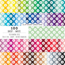 Load image into Gallery viewer, 100 Daisy Pattern Digital Papers (White)