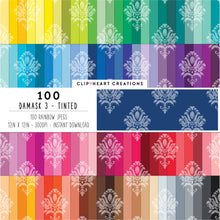 Load image into Gallery viewer, 100 Damask Patterns Digital Papers (Tinted)