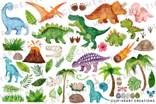 Load image into Gallery viewer, Watercolor Dinosaurs Clip Art