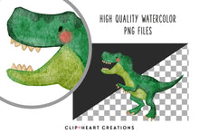 Load image into Gallery viewer, Watercolor Dinosaurs Clip Art