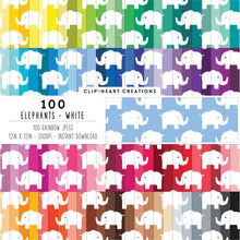 Load image into Gallery viewer, 100 Elephant Pattern Digital Papers (White)