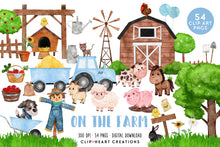 Load image into Gallery viewer, On the Farm Blue Watercolor Clip Art Set