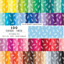 Load image into Gallery viewer, 100 Feather Pattern Digital Papers (Tinted)