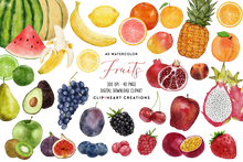 Load image into Gallery viewer, Watercolor Fruits Clip Art
