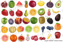 Load image into Gallery viewer, Watercolor Fruits Clip Art