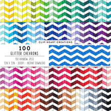 Load image into Gallery viewer, 100 Glitter Chevron Digital Paper