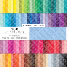 Load image into Gallery viewer, 100 Diagonal Greek Key Pattern Digital Papers (Tinted)
