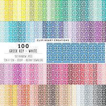 Load image into Gallery viewer, 100 Greek Key Pattern Digital Papers (White)