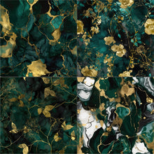 Load image into Gallery viewer, Green and Gold Alcohol Ink Seamless Digital Papers