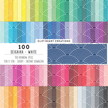 Load image into Gallery viewer, 100 Seigaiha Pattern Digital Papers (White)