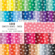 Load image into Gallery viewer, 100 Confetti Heart Pattern Digital Papers (Tinted)