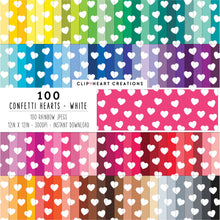 Load image into Gallery viewer, 100 Confetti Heart Pattern Digital Papers (White)