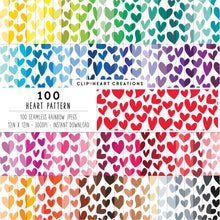 Load image into Gallery viewer, 100 Heart Pattern Papers (Color)