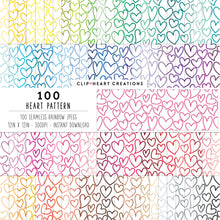 Load image into Gallery viewer, 100 Heart Pattern Papers (Color)