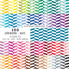 Load image into Gallery viewer, 100 Herringbone Pattern Digital Papers (White)
