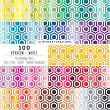 Load image into Gallery viewer, 100 Hexagon Pattern Digital Papers (White)