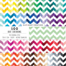 Load image into Gallery viewer, 100 Ikat Chevron Pattern Digital Papers