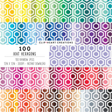 Load image into Gallery viewer, 100 Ikat Hexagon Pattern Digital Papers