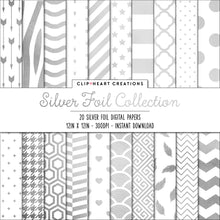 Load image into Gallery viewer, Silver Foil Pattern Papers