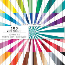 Load image into Gallery viewer, 100 Sunburst Pattern Digital Papers (White)