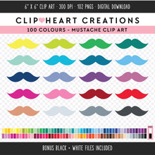 Load image into Gallery viewer, 100 Mustache Digital Clip Art