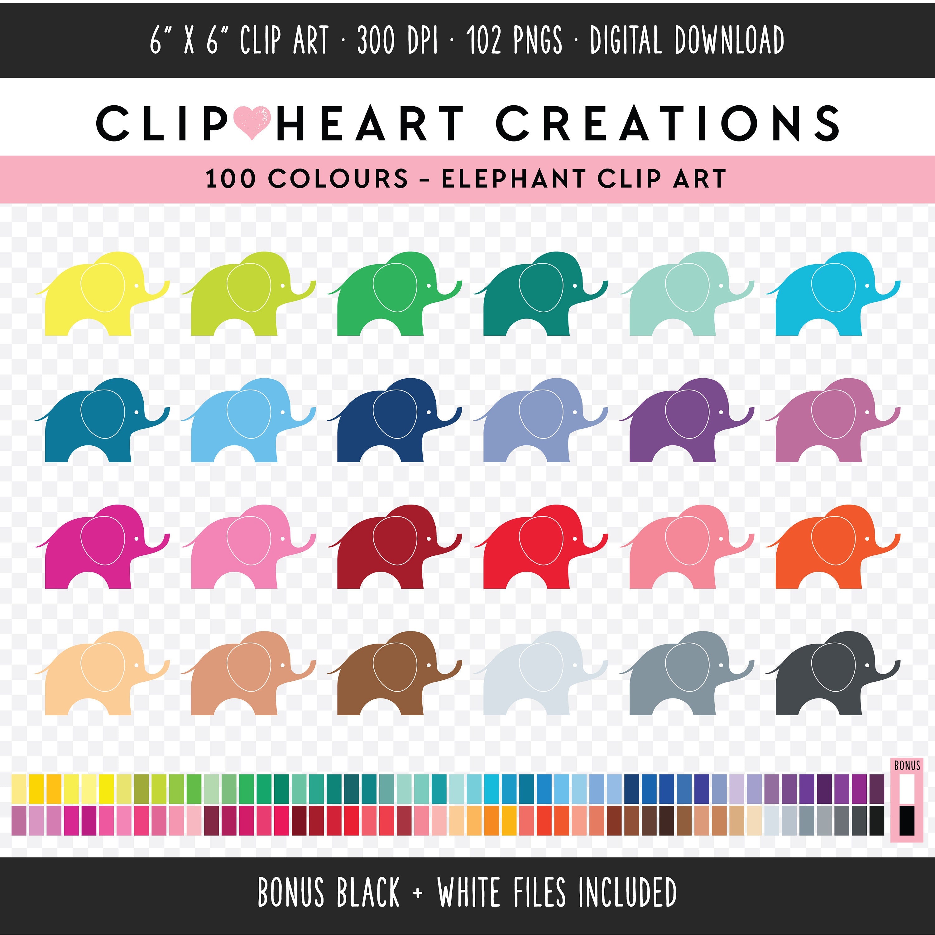 100 Elephant Clip Art – clipheart creations