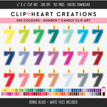 Load image into Gallery viewer, 100 Number Seven Birthday Candle Clip Art