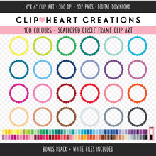 Load image into Gallery viewer, 100 Scalloped Circle Frame Clip Art