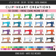 Load image into Gallery viewer, 100 Vintage Sewing Machine Clip Art