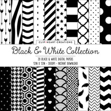 Load image into Gallery viewer, Black & White Pattern Digital Papers
