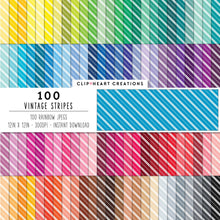 Load image into Gallery viewer, 100 Vintage Stripes Digital Paper Pack