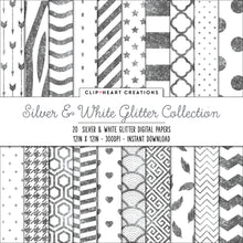 Load image into Gallery viewer, Silver Glitter Digital Papers