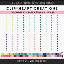 Load image into Gallery viewer, 100 Paper Straws Clip Art
