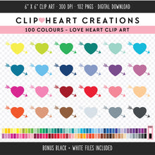 Load image into Gallery viewer, 100 Cupid Arrow Heart Clip Art