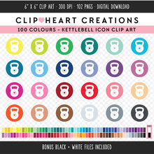 Load image into Gallery viewer, 100 Kettlebell Digital Clip Art
