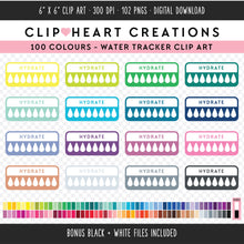 Load image into Gallery viewer, 100 Water Tracker Clip Art