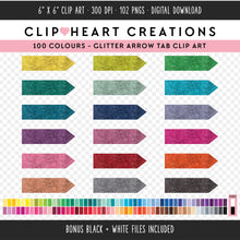 Load image into Gallery viewer, 100 Glitter Arrow Tab Digital Clip Art