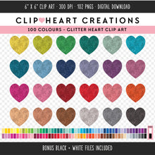 Load image into Gallery viewer, 100 Glitter Heart Clip Art