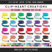 Load image into Gallery viewer, 100 Measuring Tape Clip Art