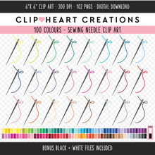 Load image into Gallery viewer, 100 Sewing Needle Clip Art