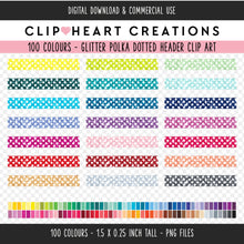 Load image into Gallery viewer, 100 Glitter Polka Dot Header Clip Art