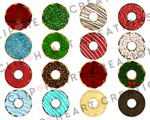 Load image into Gallery viewer, Watercolor Christmas Donut Clip Art