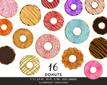 Load image into Gallery viewer, Watercolor Donut Clip Art