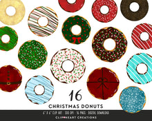 Load image into Gallery viewer, Watercolor Christmas Donut Clip Art