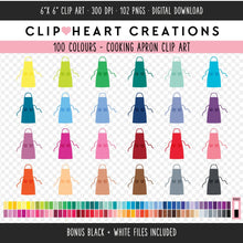 Load image into Gallery viewer, 100 Cooking Apron Digital Clip Art
