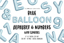 Load image into Gallery viewer, Blue Foil Balloon Alphabet Clip Art