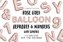 Load image into Gallery viewer, Rose Gold Foil Balloon Alphabet Clip Art