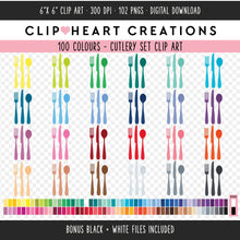 Load image into Gallery viewer, 100 Cutlery Set Digital Clip Art